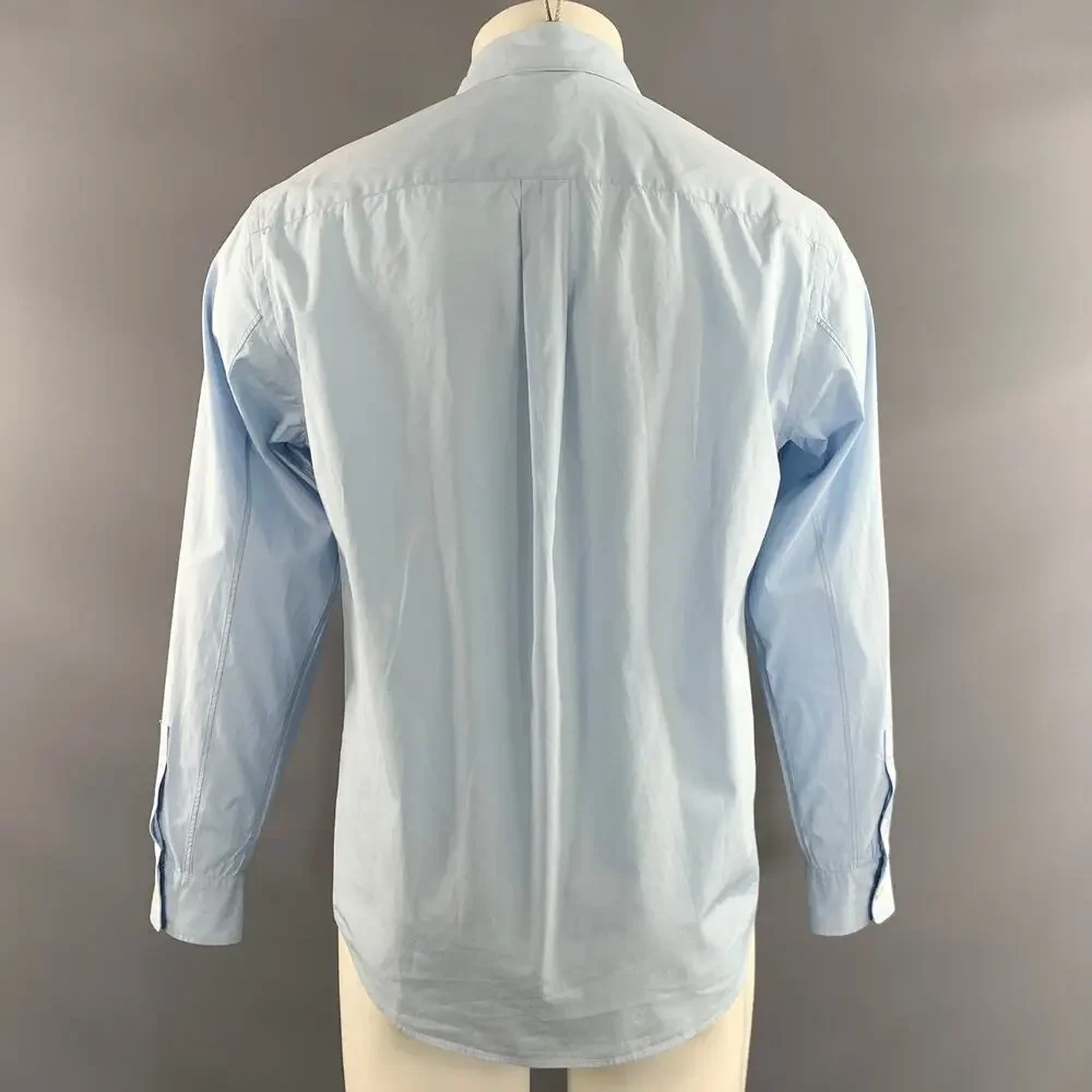 THEORY Size S Blue Light Blue Solid Cotton Pointed Collar Long Sleeve Shirt